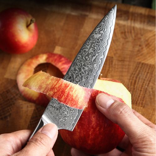 Couteau japonais damas decoupe parfaite
