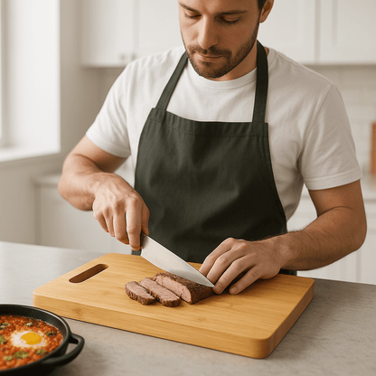 Planche a decouper en bois homme  coupe viande