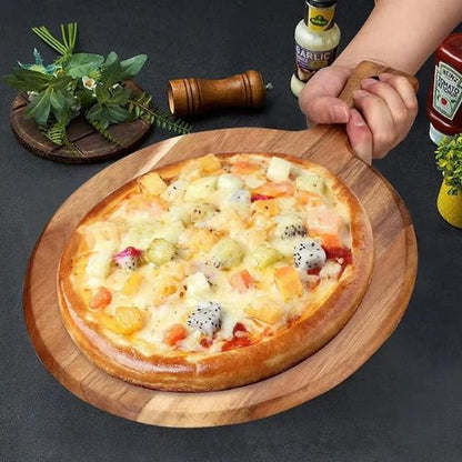 Planche à découper en bois  ronde  service de pizza