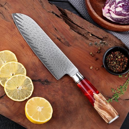 couteau Santoku manche bois de rose