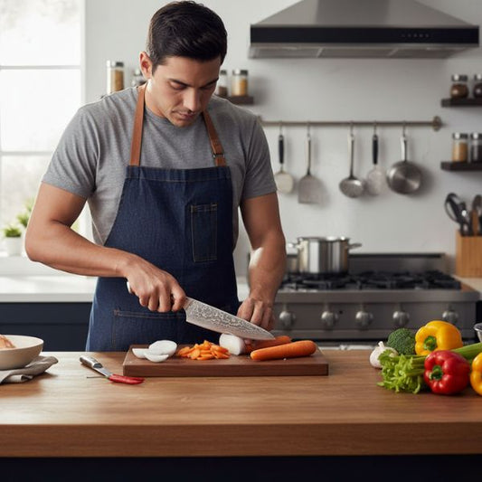 homme coupe legume avec le Couteau de Chef 