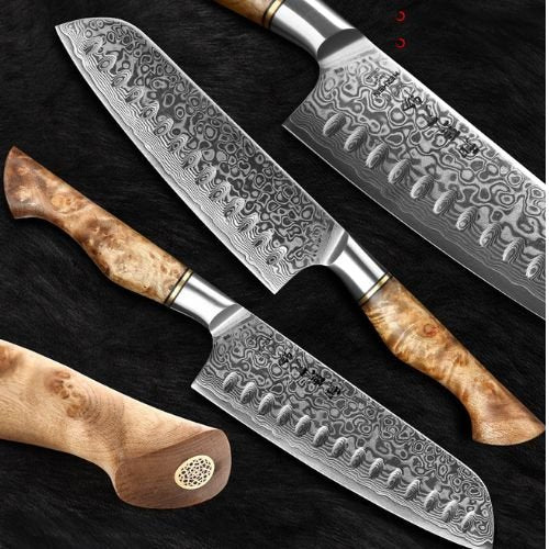 set de couteau de cuisine lame acier damas